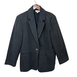 J.CREW Wool Cashmere One Button Jacket Blazer Womens 10 Lined Gray Cottagecore